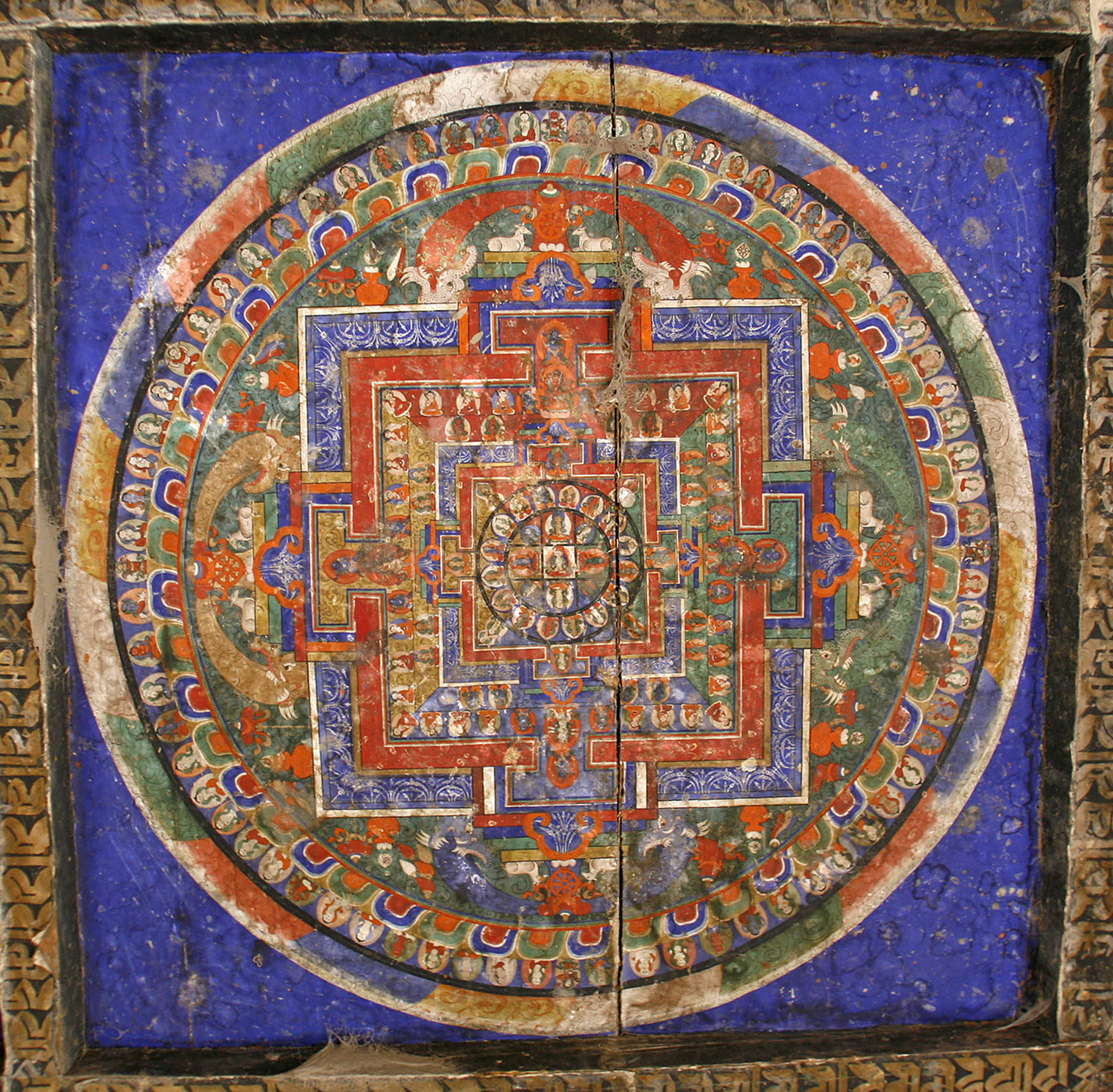 Tibetan mandala painting on monastery ceiling, Kagbeni, Nepal