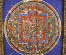 Tibetan mandala painting on monastery ceiling, Kagbeni, Nepal